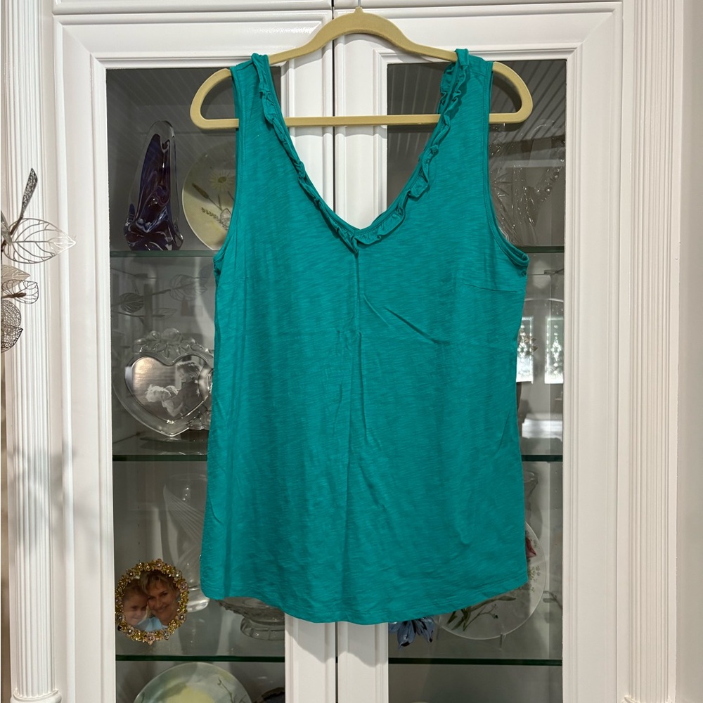 Lilly Pulitzer Green Ruffled Sleeveless Tank Top